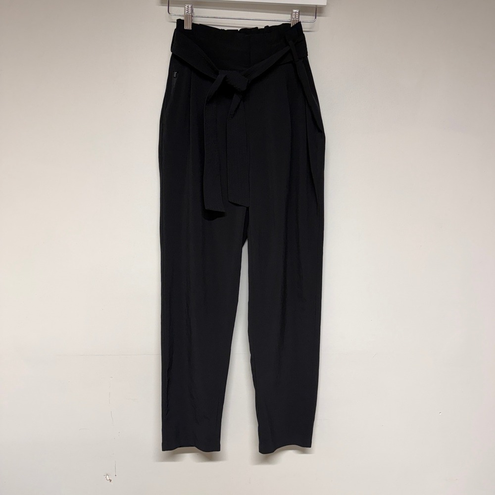 Athleta Womens Size 2 Black Skyline Pant II Paperbag Tie Waist High Rise Pants